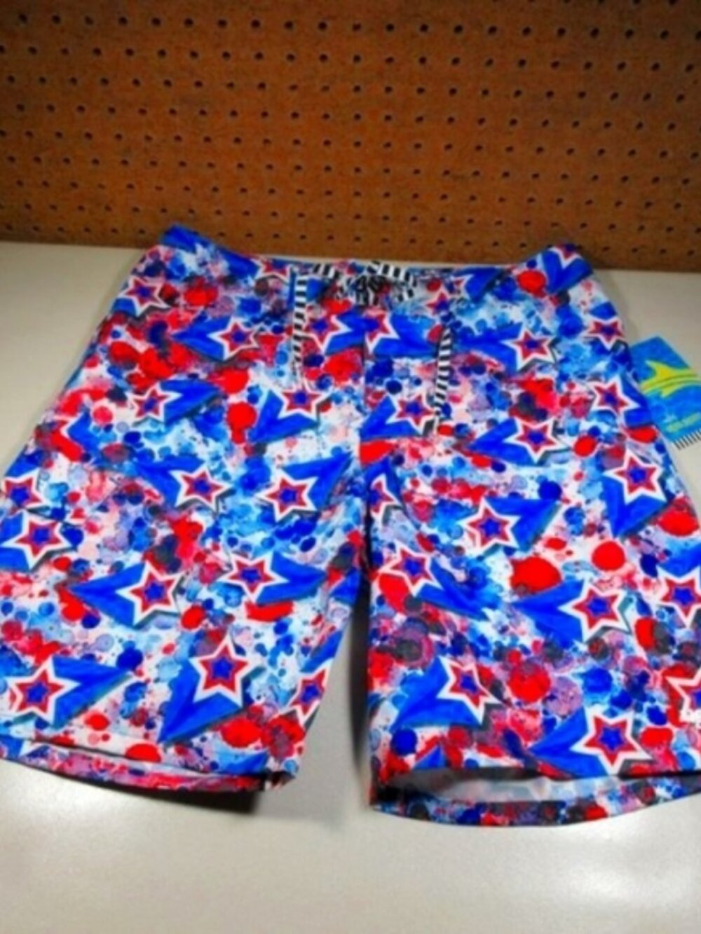 Dolfin mens red white blue Uglies Stars Patriotic 4th of July  swim shorts M NWT